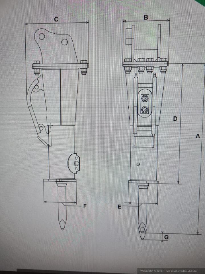 Nieuw Hydraulische hamer voor Bouwmachine Montabert Hydraulikhammer SD12 Trägerklasse: 1,2 - 2,2 t: afbeelding 4