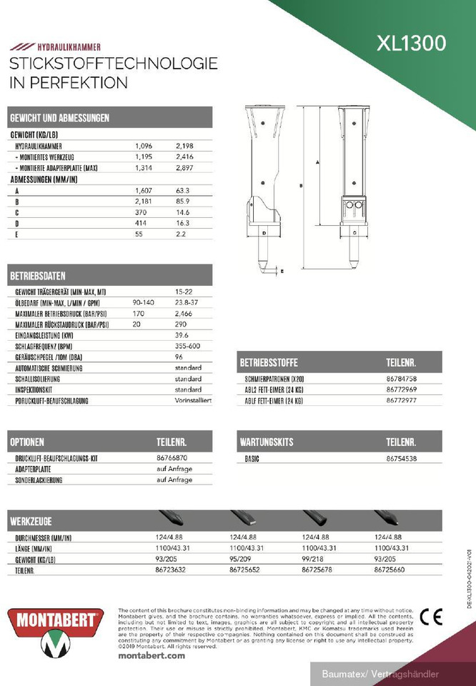 Nieuw Hydraulische hamer voor Bouwmachine Montabert XL2700, XL1900, XL1700, XL1300, XL1000: afbeelding 5