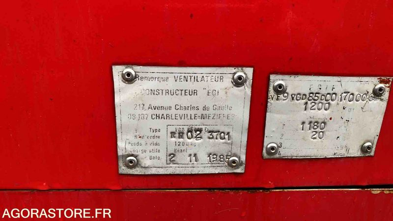 Aanhanger Remorque ventilateur RMVGD – EGI – 111 KM