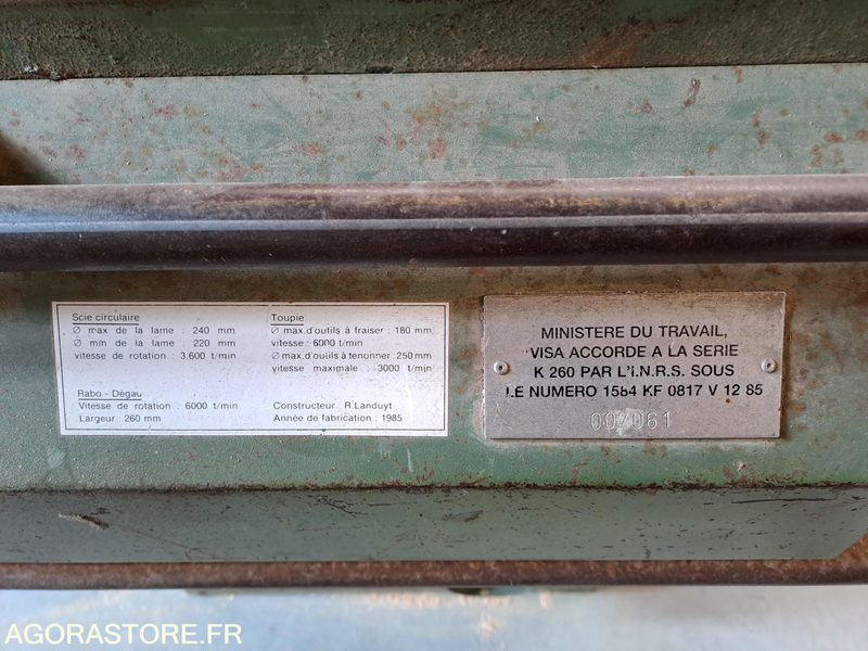 Gereedschap/ Toebehoor Combiné  menuiserie bois ROBLAND K260 - Année 1985
