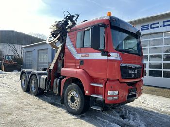 Uitrijwagen, Kraanwagen MAN 33.480 6x4 Euro 5 Holztransporter Kran + Säge: afbeelding 1