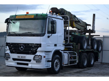 Uitrijwagen Mercedes-Benz Actros 2655 Holztransporter + KRAN + Anhänger: afbeelding 1