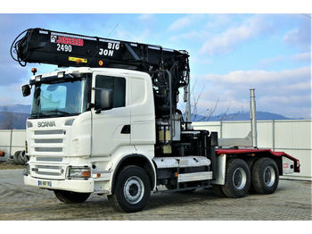 Uitrijwagen, Vrachtwagen Scania  R 560 Holztransporter+Kran*Topzustand 6x4: afbeelding 1