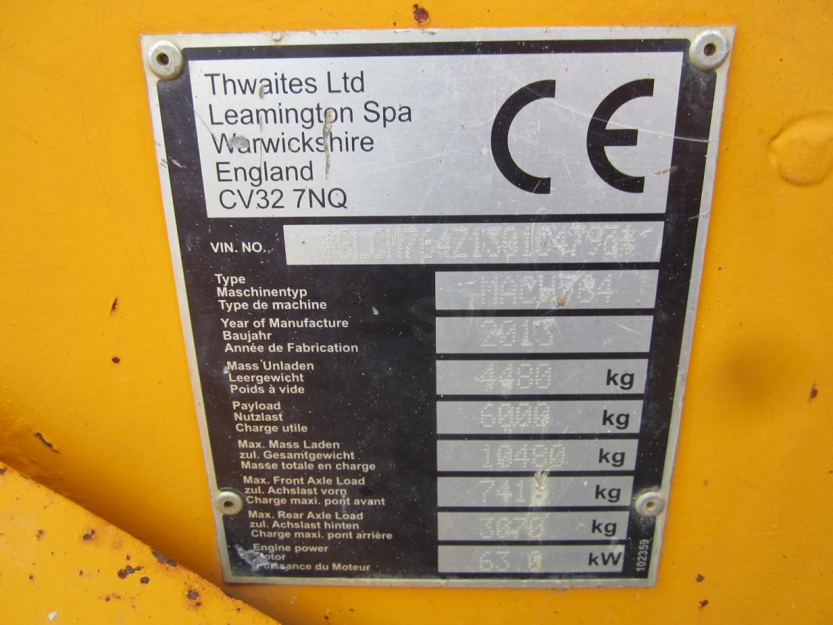 Kiepwagen met knikbesturing Thwaites MACH764