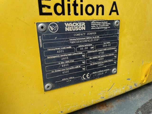 Kiepwagen met knikbesturing Wacker Neuson 4001