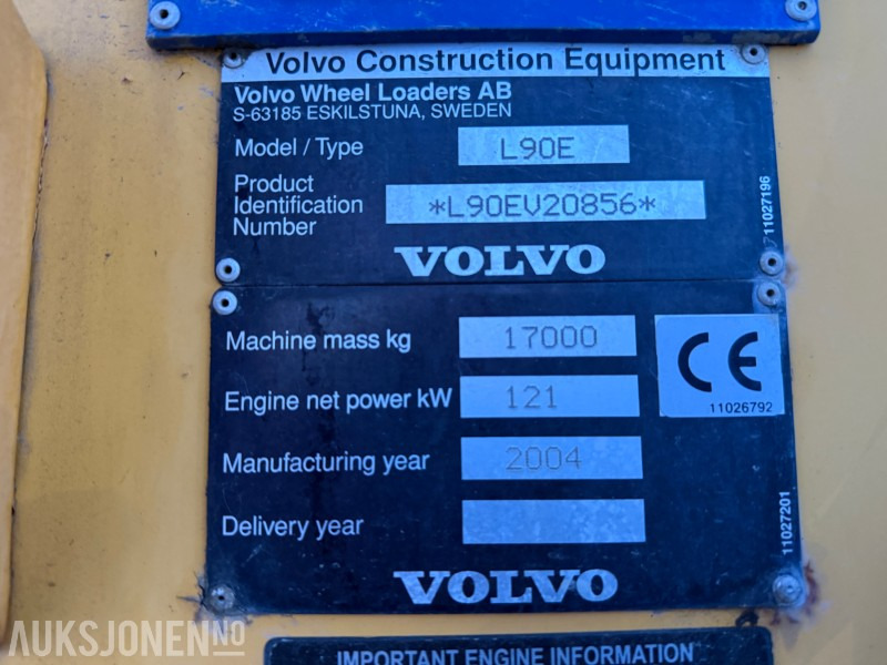 Wiellader 2004 Volvo L90E - Sentralsmøring - Ny motor