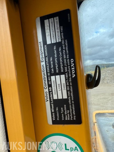 Wiellader 2006 Volvo L120E - Sentralsmøring - 14887 timer