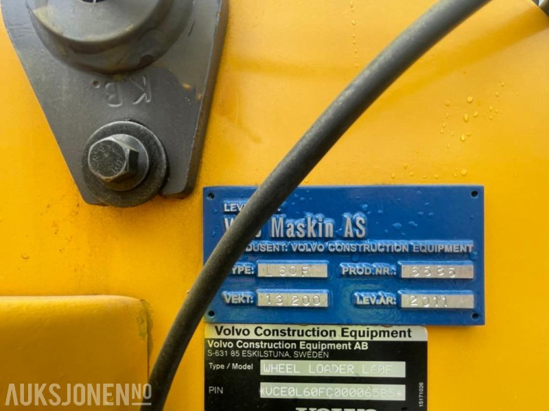 Wiellader 2011 VOLVO L60F HJULLASTER - SPAKSTYRING - NYE DEKK - BBS - 3-4 FUNKSJON - PALLEGAFLER - SKUFFE - KAMERA - MYE PÅKOSTET!