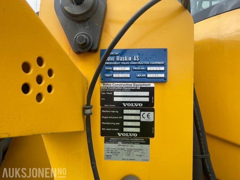 Wiellader 2011 VOLVO L60F HJULLASTER - SPAKSTYRING - NYE DEKK - BBS - 3-4 FUNKSJON - PALLEGAFLER - SKUFFE - KAMERA - MYE PÅKOSTET!