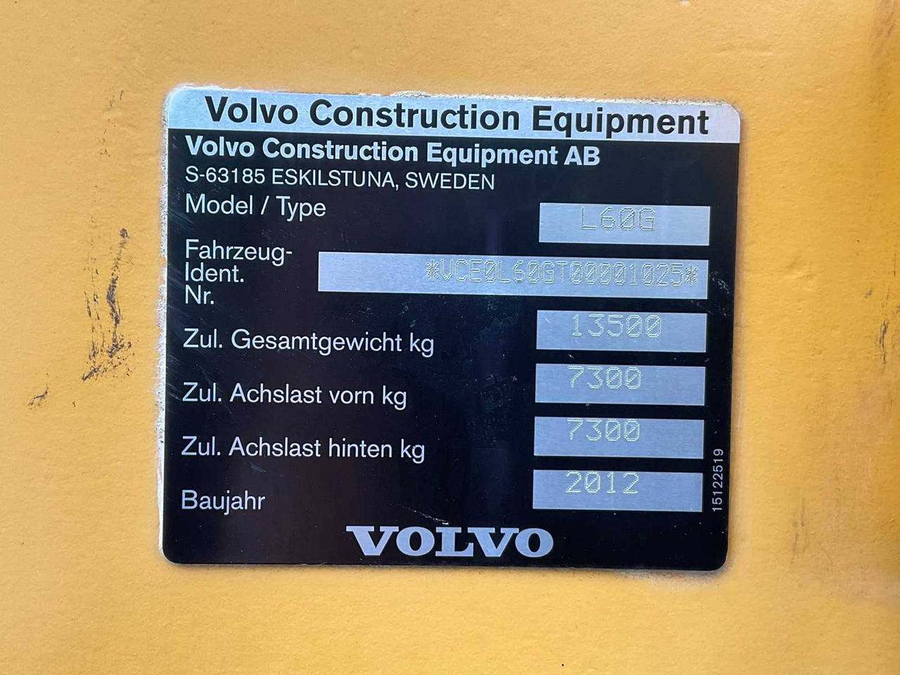 Wiellader 2012 VOLVO L60G SHOVEL