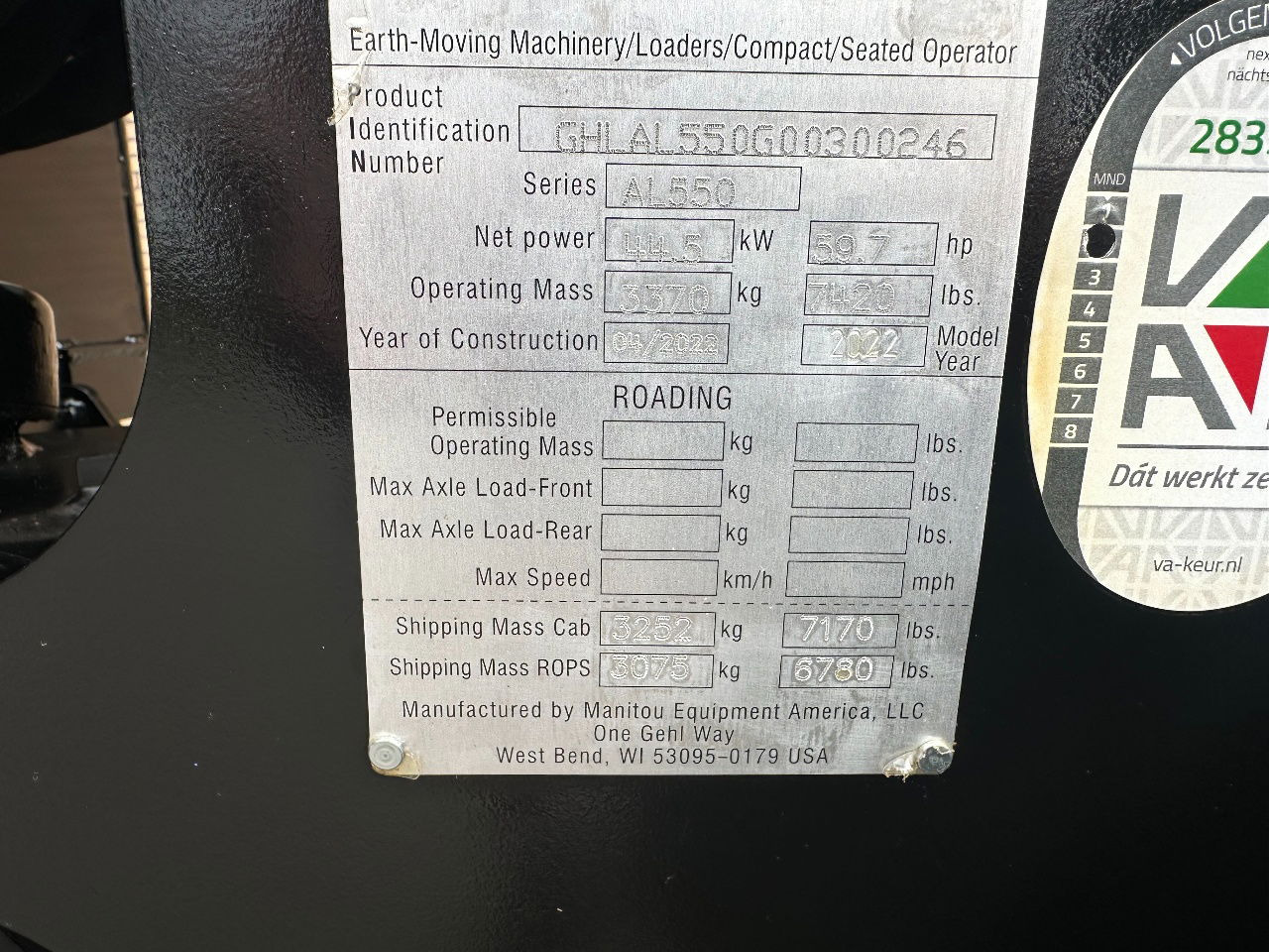 Wiellader Gehl AL550