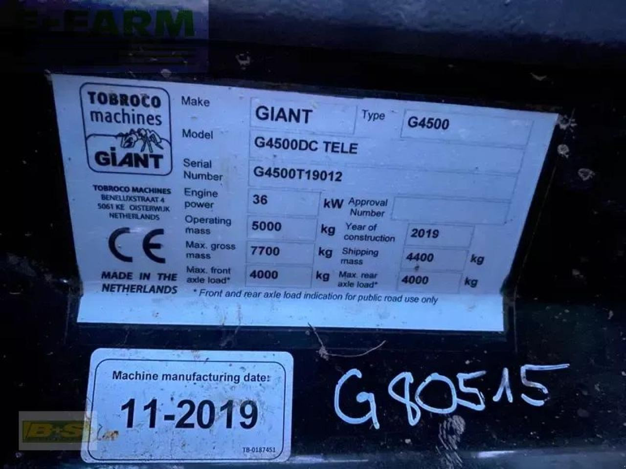 Wiellader Giant g4500 tele