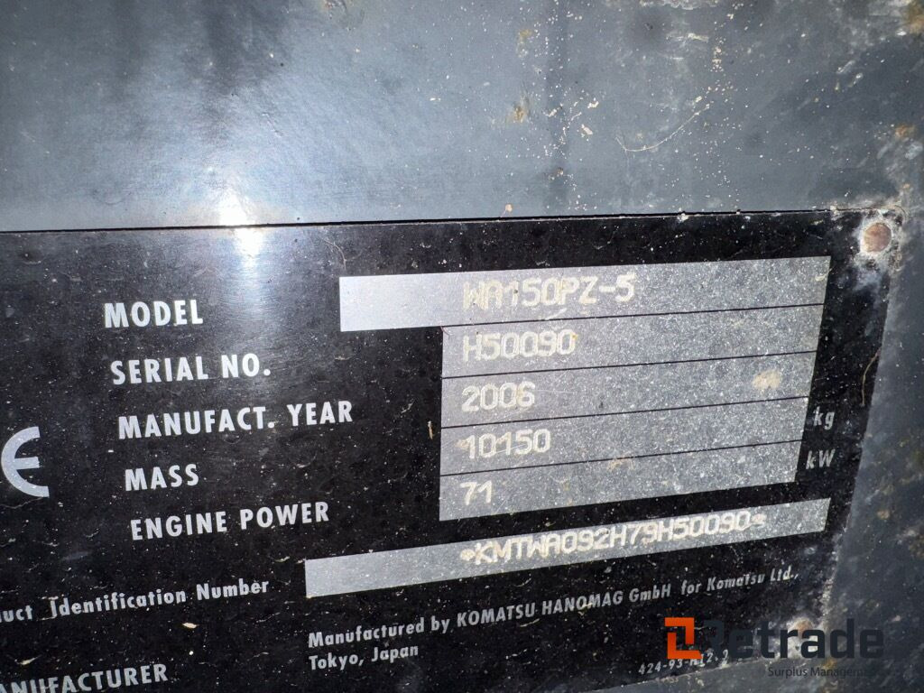 Wiellader Hjullæsser Komatsu WA 150