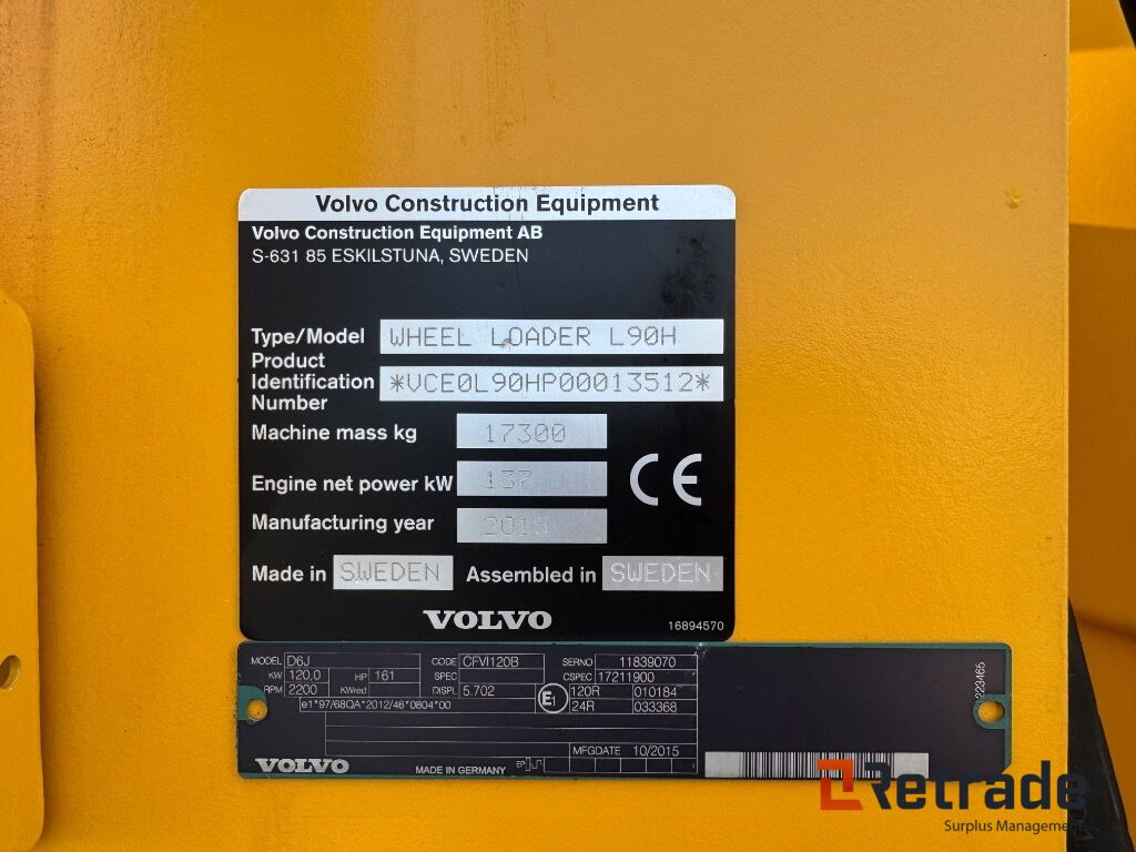 Wiellader Hjullæsser Volvo L90 H