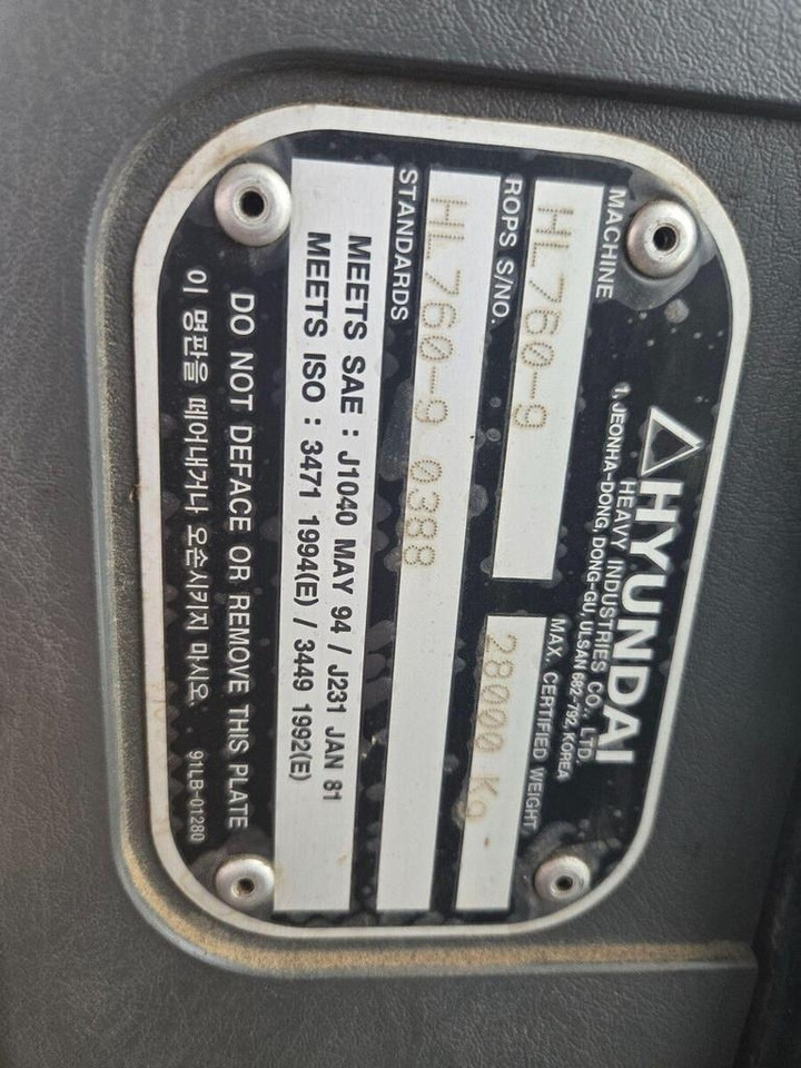 Wiellader Hyundai HL760-9