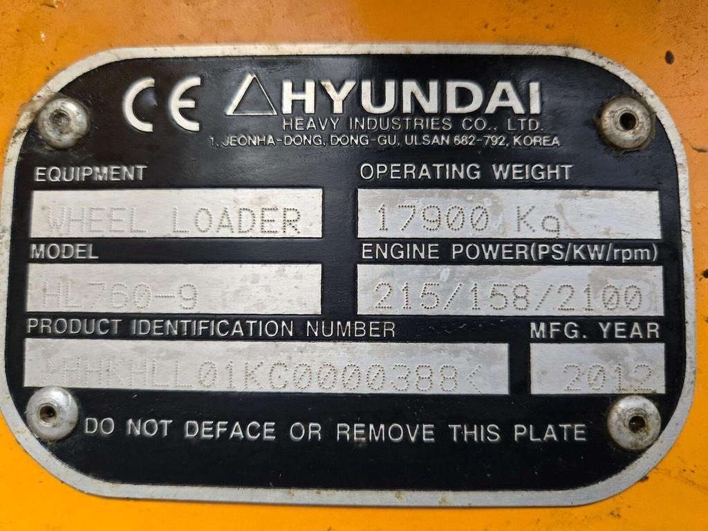 Wiellader Hyundai HL760-9