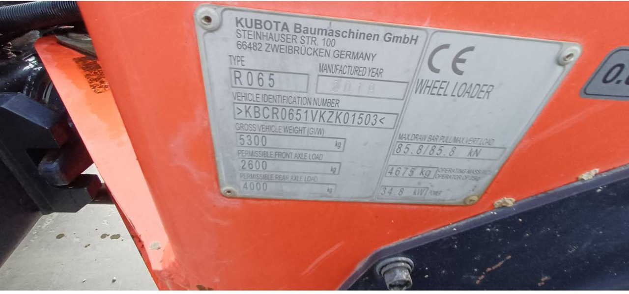 Wiellader KUBOTA TRACTOR CORPORATION R065