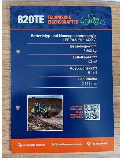 Wiellader LIUGONG 820 TE vollelektrisch, 6.600 kg, 1.2 cbm