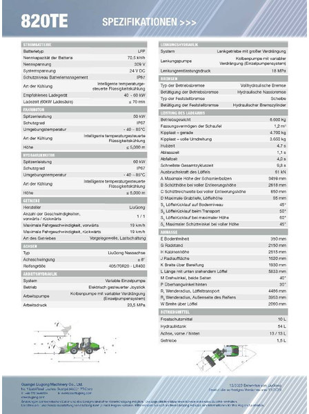 Wiellader LIUGONG 820 TE vollelektrisch, 6.600 kg, 1.2 cbm (12005253