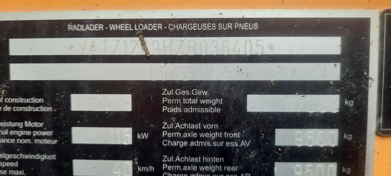 Wiellader Liebherr L542 1-Hand Reifen:50% Deuschema
