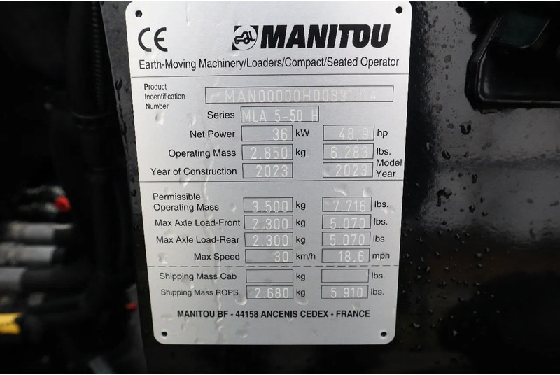 Wiellader Manitou MLA 5-50 H | BUCKET | QUICK COUPLER | NEW UNUSED