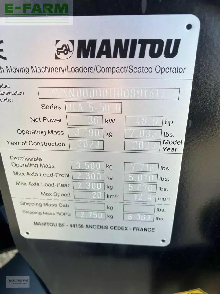 Wiellader Manitou mla 4-50h knicklader demogerät