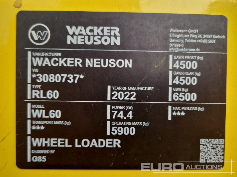 Wiellader Unused Wacker Neuson WL60