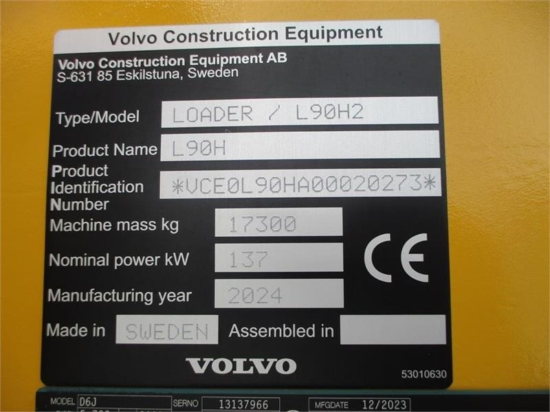 Wiellader Volvo L90H H2 AGRICULTURE Dansk-maskine, Co-Pilot, LANG-