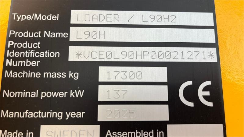 Wiellader Volvo L90H H2 AGRICULTURE Dansk-maskine, Co-Pilot, LANG-