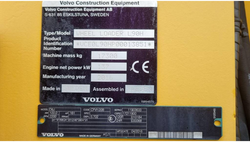 Wiellader Volvo L90 H, Hjullastare