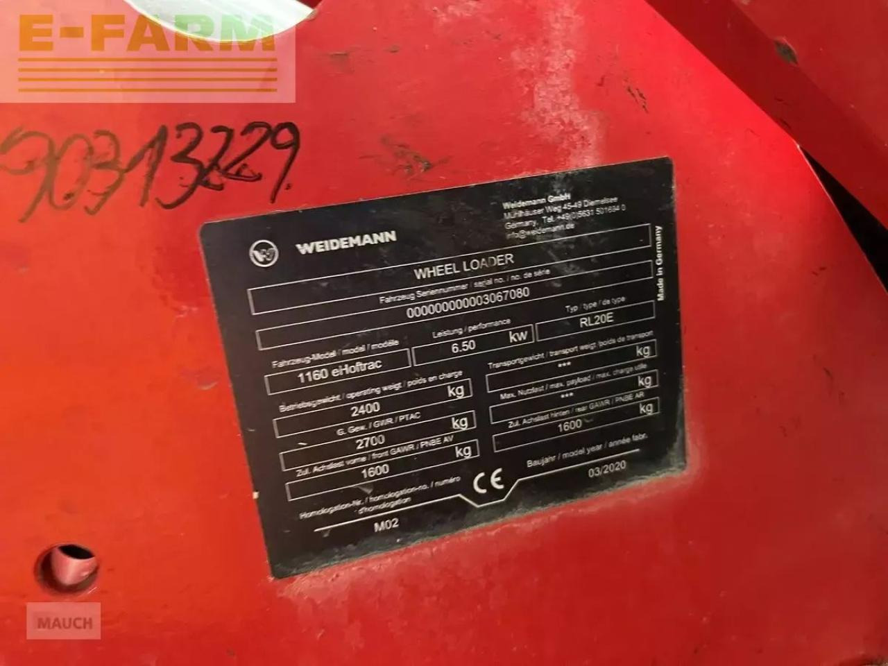 Wiellader Weidemann 1160e mit typisierung, 310ah