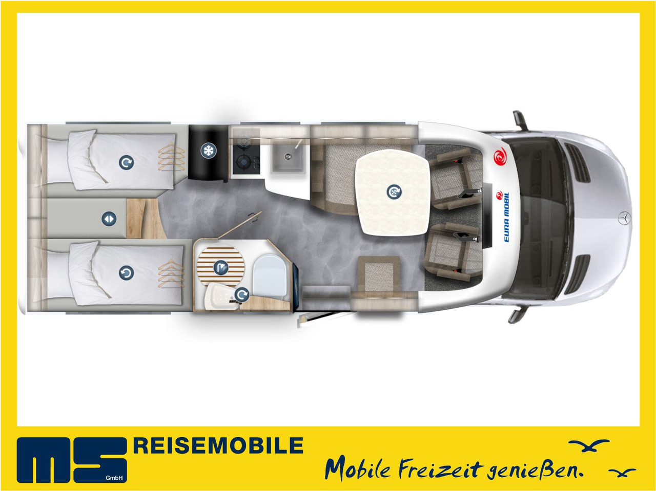 Half integraal camper Eura Mobil PROFILA T 696 EB /MONDIAL S-P. 2025/EINZELBETTEN