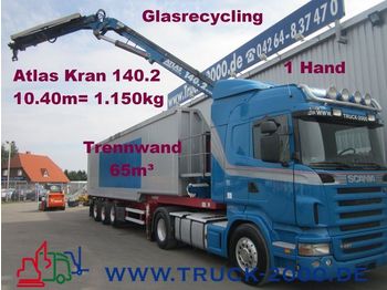 SCANIA Glasrecycling + Kran + 2 Kammern 65m³ NP 138000 - Vuilniswagen