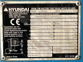 Elektrische heftruck Hyundai 25BH-9 Elektra 2.5 ton Triplex Freelift Sideshift Heftruck: afbeelding 4