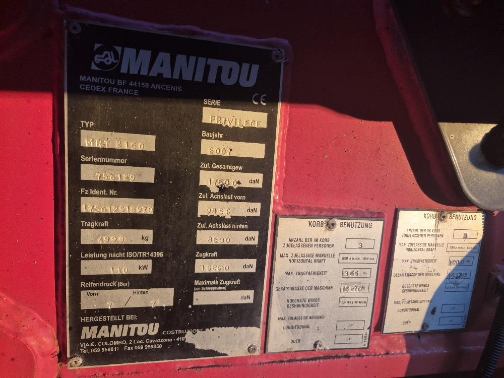 Verreiker MANITOU MRT 2150 privilege