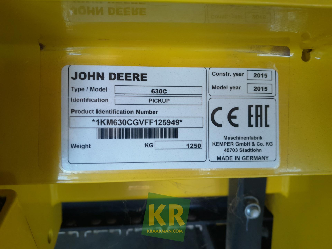 Hakselaar toebehoor John Deere 630C