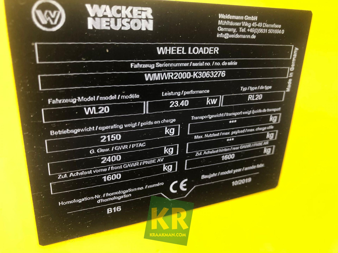 Kniklader WL20 WIELLADER Wacker Neuson