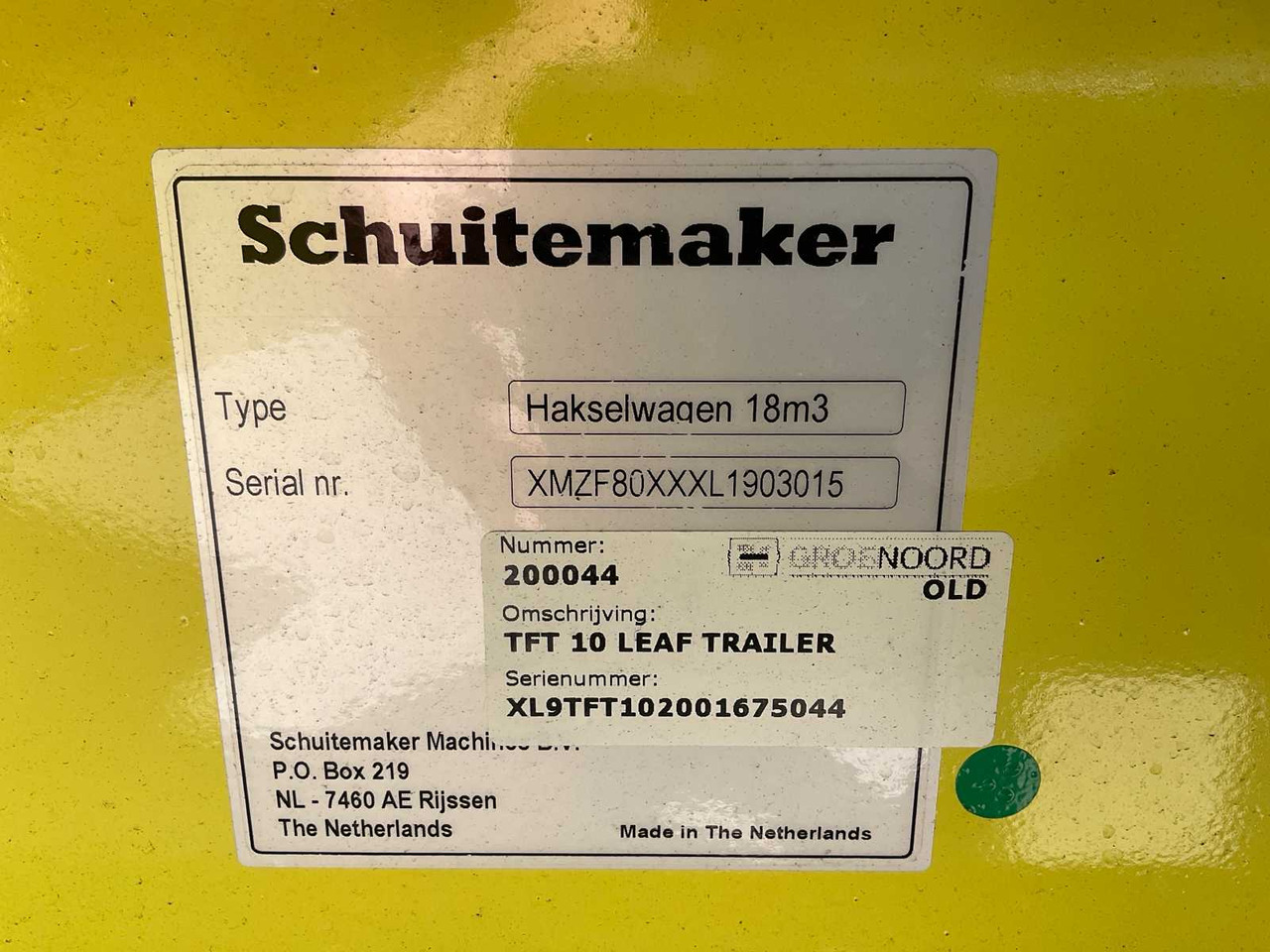Landbouwaanhanger Schuitemaker TFT10 / 18m3