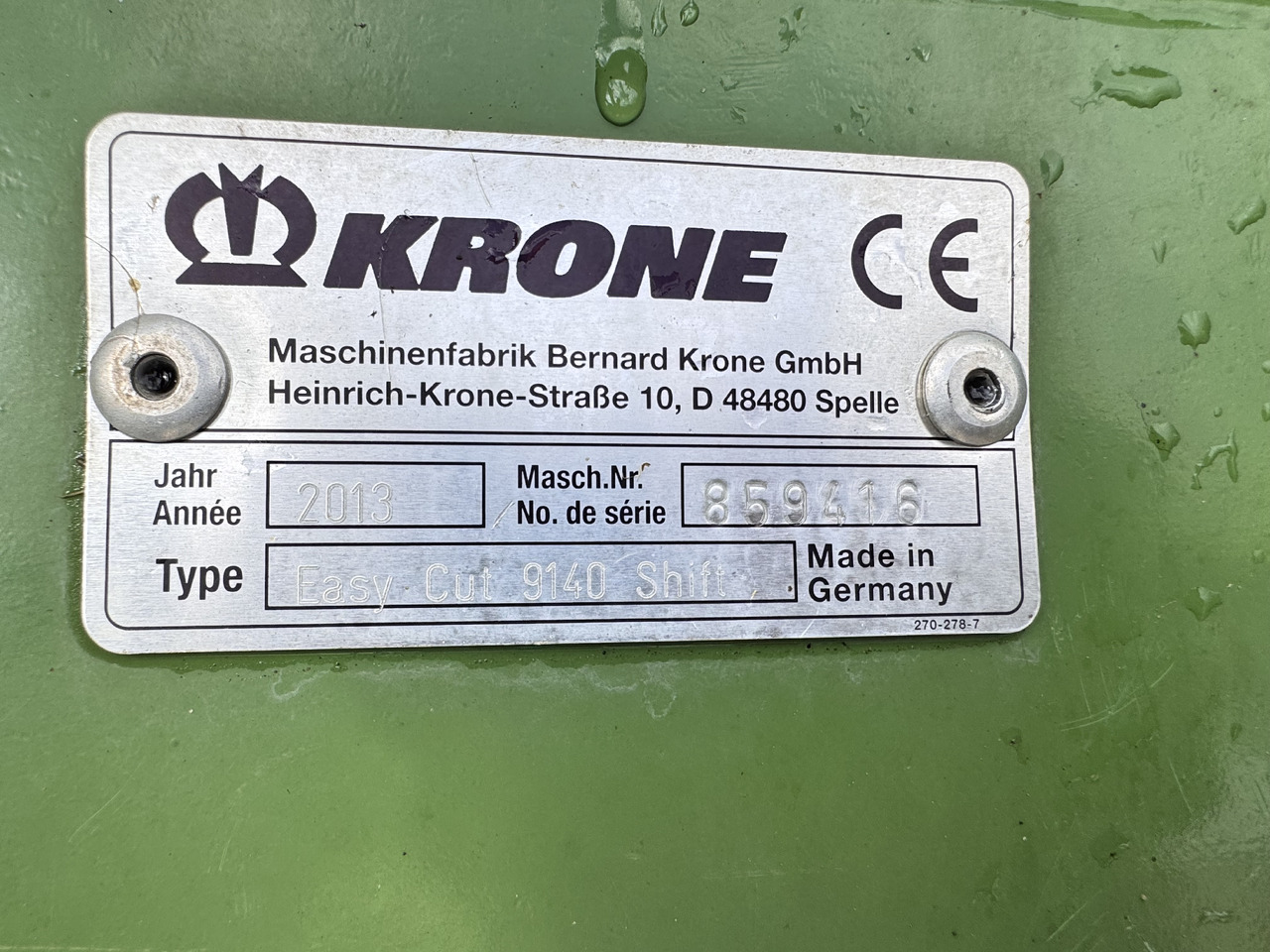Maaimachine KRONE Easycut 9140 Shift