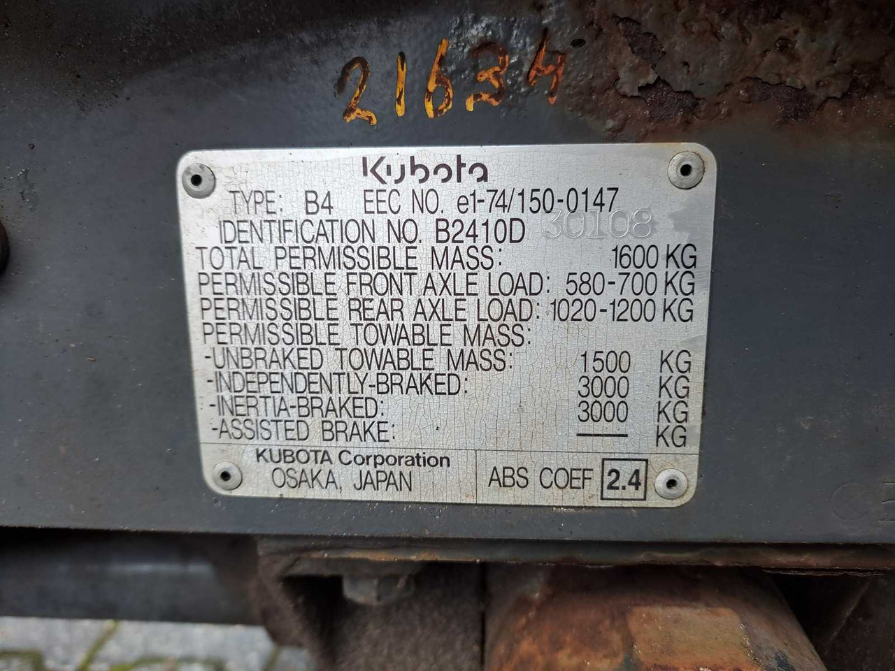 Mini tractor Kubota B2410
