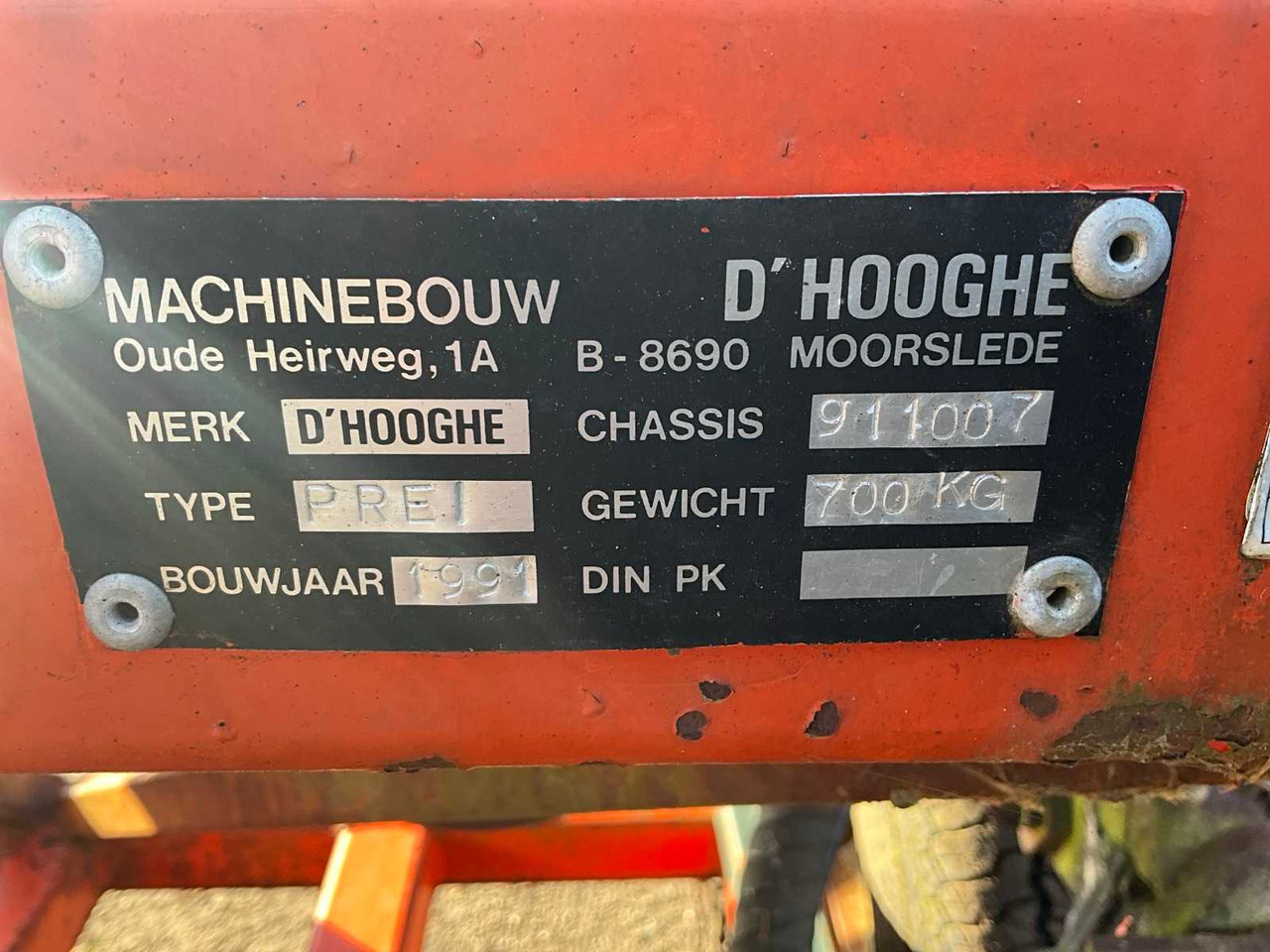 Oogstmachine D’Hooghe Prei