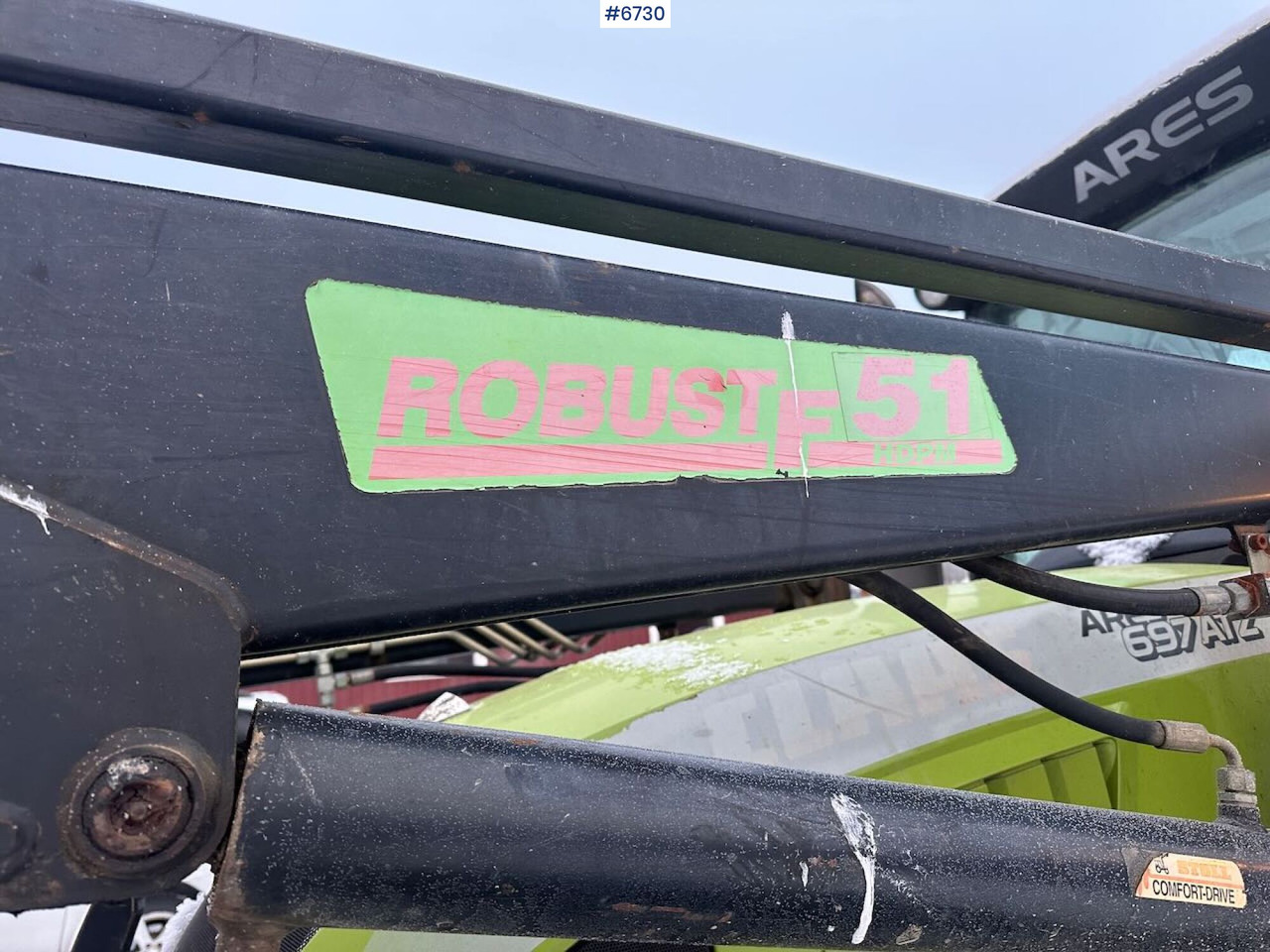 Tractor 2007 Claas Ares 697 4x4 with front loader. SEE VIDEO.