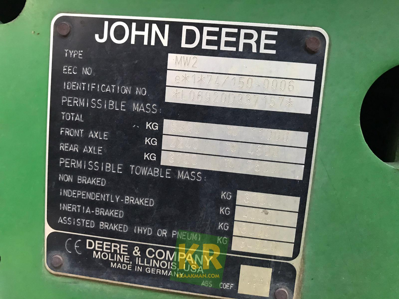 Tractor 6920 TREKKER John Deere