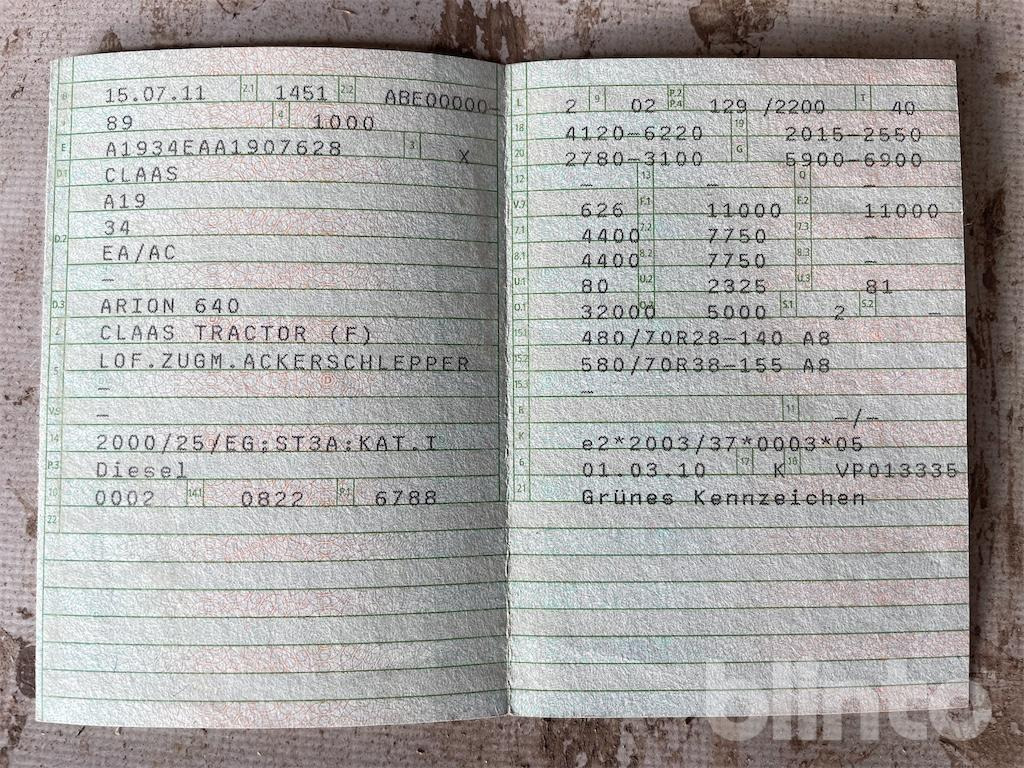 Tractor CLAAS Arion 640 (2010)