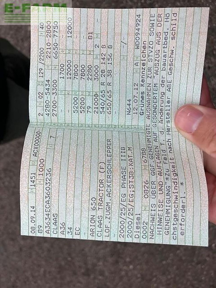 Tractor CLAAS arion 650