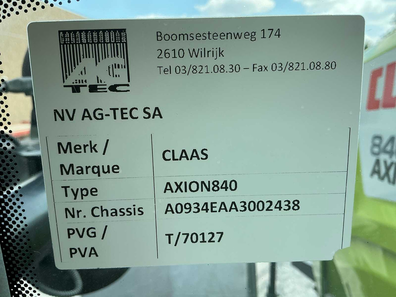 Tractor Claas Axion 840