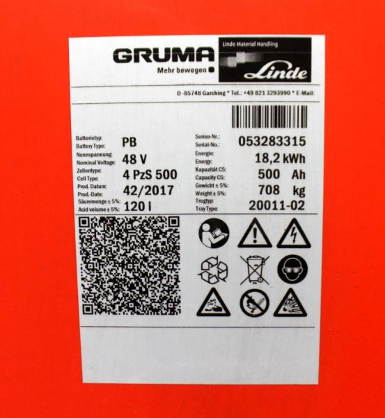 Batterij GRUMA 48 Volt 4 PzS 500 Ah: afbeelding 5
