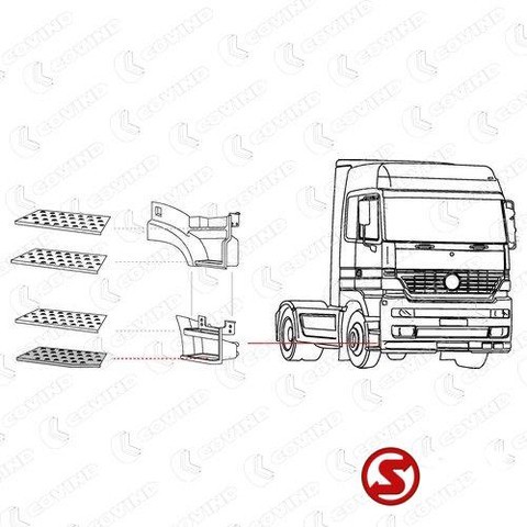 Nieuw Treeplank voor Vrachtwagen Mercedes-Benz Trede actros mp1 - 2 - 3 mega space rechts: afbeelding 2