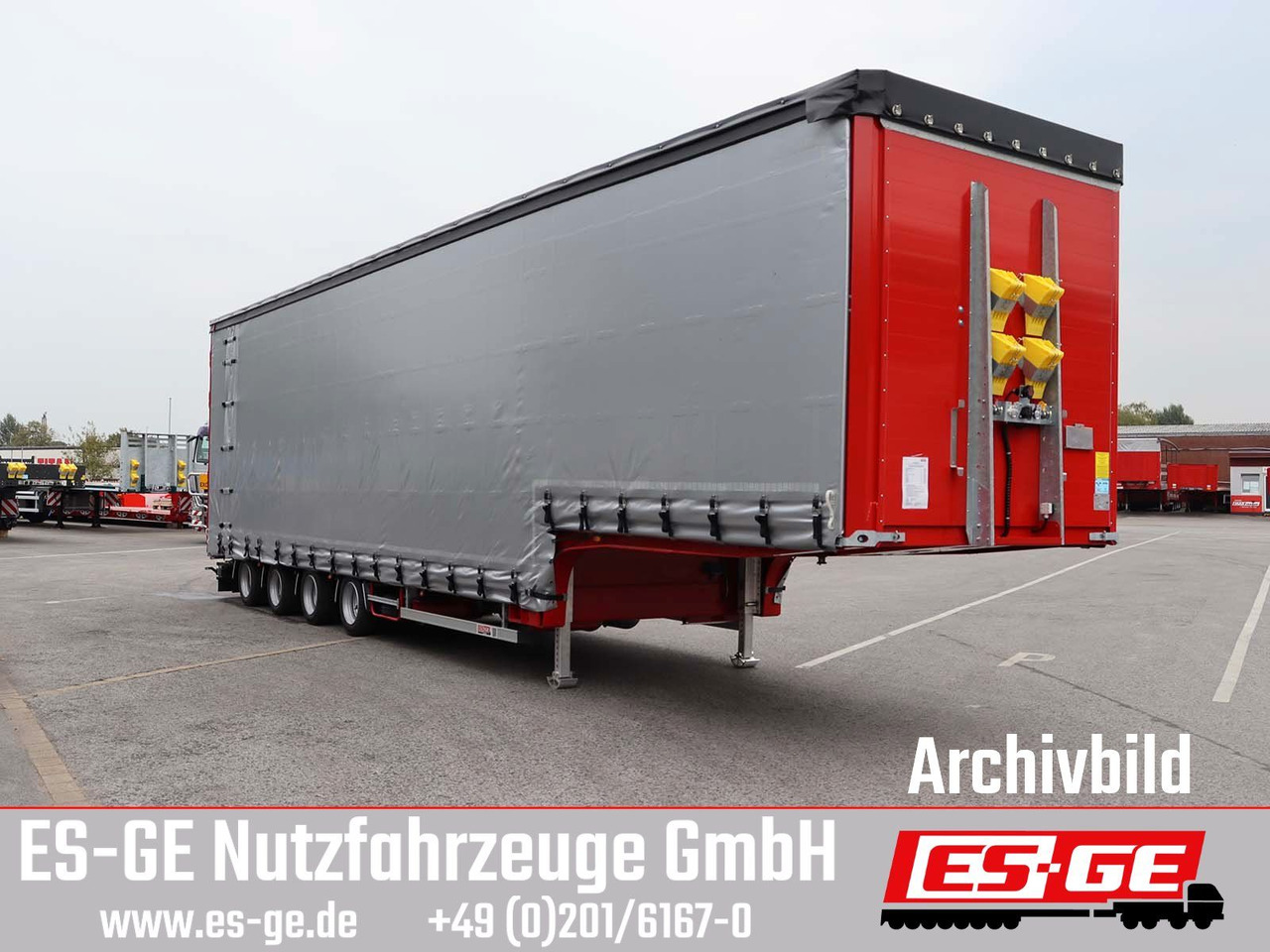 Dieplader oplegger ES-GE 4-Achs-Satteltieflader mit Curtainsider-Aufbau