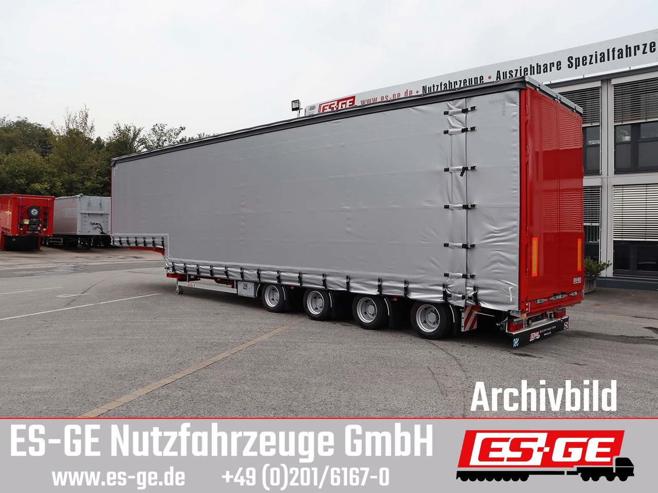 Dieplader oplegger ES-GE 4-Achs-Satteltieflader mit Curtainsider-Aufbau